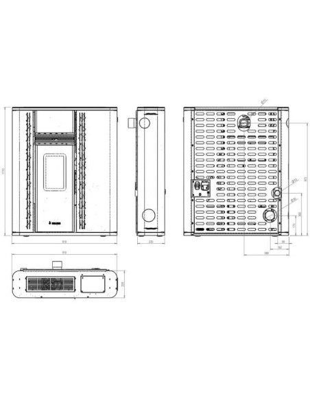 Estufa de pellets de pasillo Canalizada Super-slim 21cm - Apo 12kW
