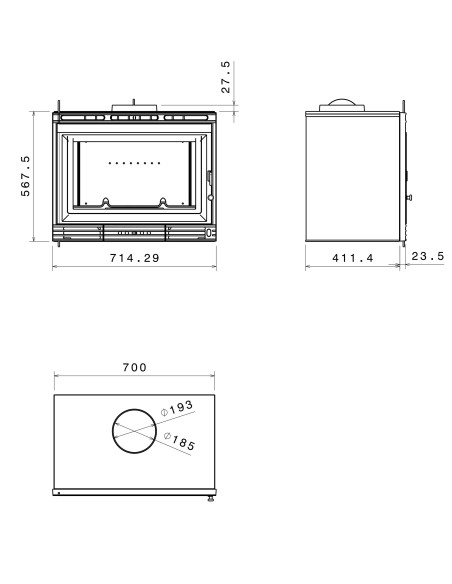 Deflector humos insert 14kw Corinto - Fireco- Fuoco Vivo