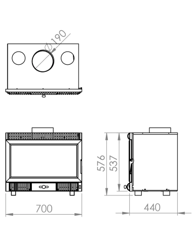 Placa trasera Insert Megar 13kW - Fireco- Fuoco...