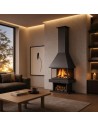 Chimenea de leña 3 vistas - GREFJON 11 Kw