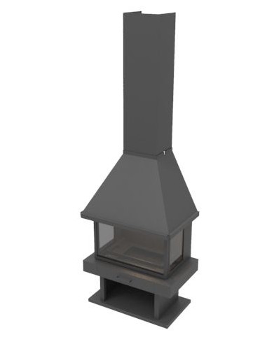 Chimenea de leña 3 vistas - GREFJON 11 Kw
