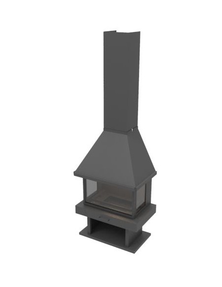 Chimenea de leña 3 vistas - GREFJON 11 Kw