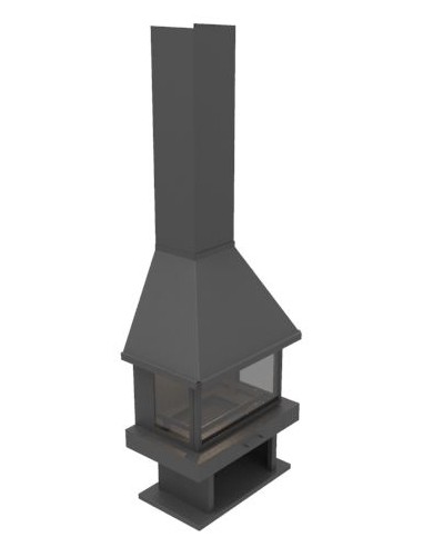 Chimenea de leña 3 vistas - GREFJON 11 Kw