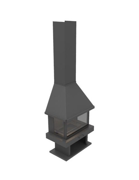 Chimenea de leña 3 vistas - GREFJON 11 Kw