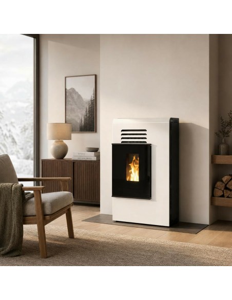 Estufa de pellets de pasillo Super-slim 21cm MOSCU 11kw