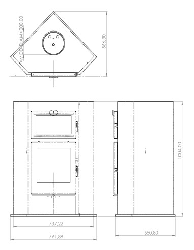 Horno de leña esquinero - GÖNDUL 11 Kw