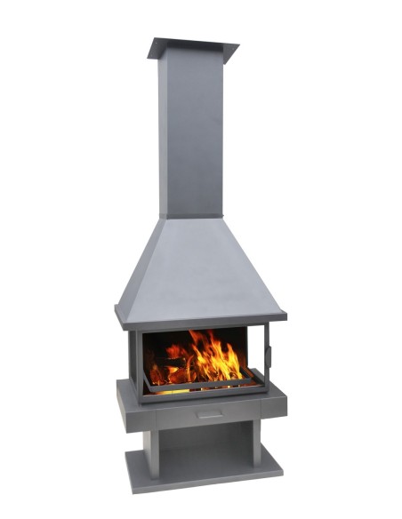 Chimenea de leña 3 vistas - GREFJON 11 Kw