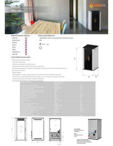 Estufa de pellets hidro LISA 24kW