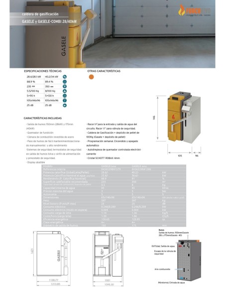 Gasificación 28kW - Caldera Gasele leña