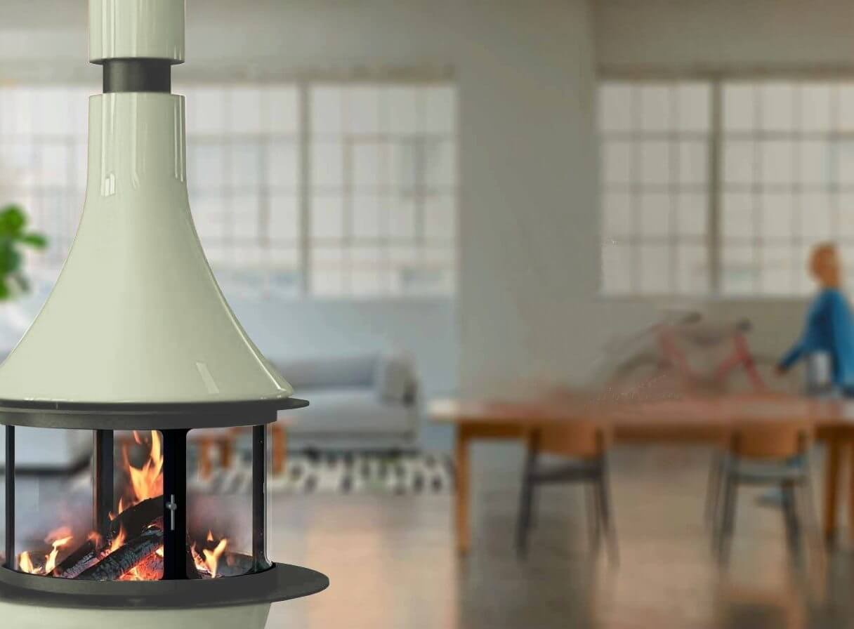 chimenea metalica de leña